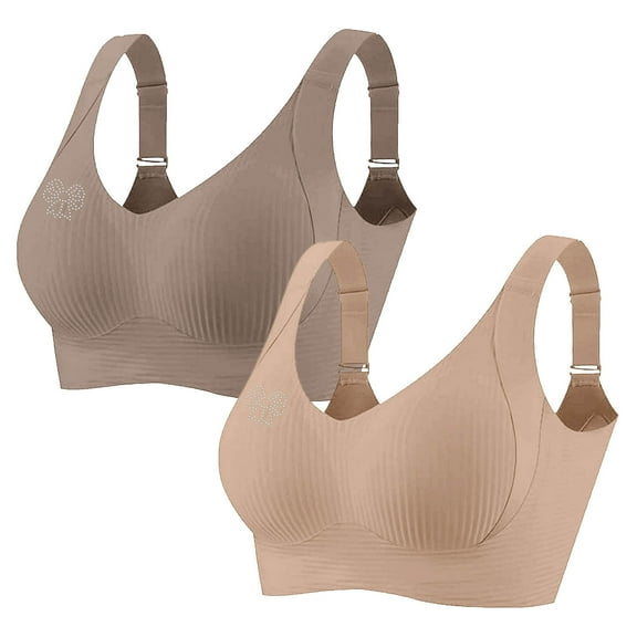 Aofany 2-Pack Lift Support Bras Wire-Free Push Up for Women Seamless Comfort Full Coverage Everyday Underwear Bras, M-5XL