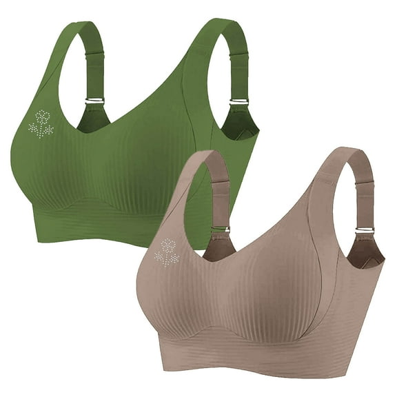 Aofany 2-Pack Lift Support Bras Wire-Free Push Up for Women Seamless Comfort Full Coverage Everyday Underwear Bras, M-5XL