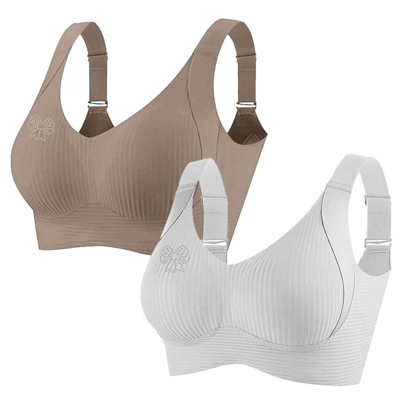 Aofany 2-Pack Lift Support Bras Wire-Free Push Up for Women Seamless Comfort Full Coverage Everyday Underwear Bras, M-5XL