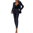 thumbnail image 1 of Aofany 2 Piece Outfits for Women Dressy Lapel Neck Blazer Coat and Pant Sets Work Outfits Office Casual Suit Set, 1 of 7