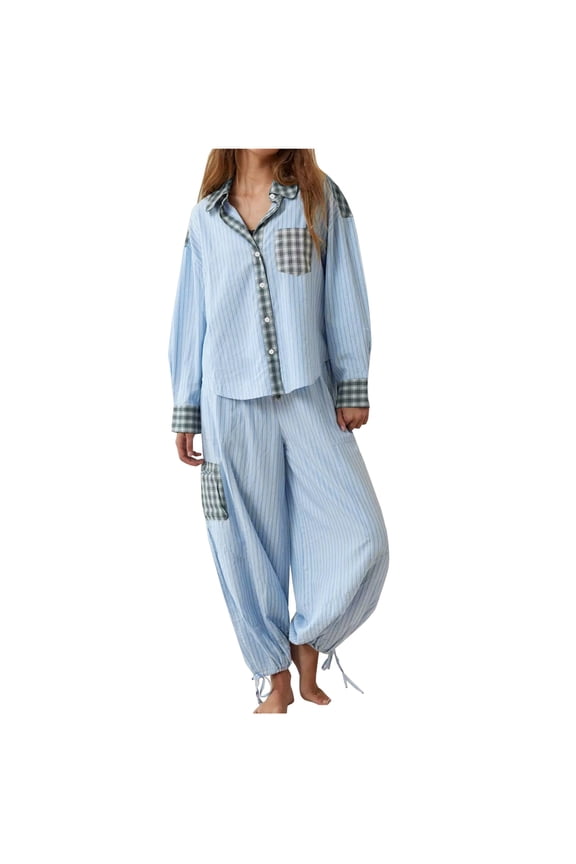 2 Piece Outfits for Women Shirt Sets Long Sleeve Button Down Oversized Shirts and Pants Fall Lounge Two Piece Sets