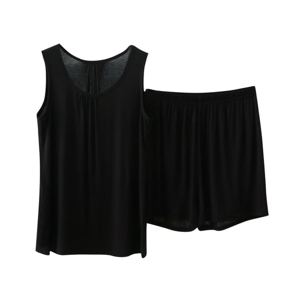 Aofany 2 Piece Pajamas Sets for Women Plus Size Tank Top and Elastic Waist Shorts Lounge Sleepwear Pj Outfits
