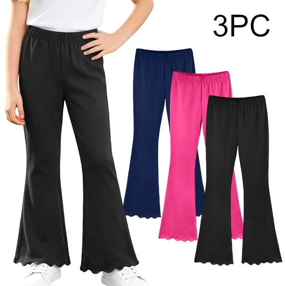 Aofany 3 Pack Ruffle Flared Leggings for Girls Elastic Waist Stretch ...