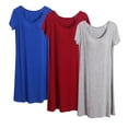 thumbnail image 1 of Aofany 3 Packs Women's Built-in Shelf Bra Nightgown Casual Solid Lounge Pajama Shirt Dress Sleepwear Short Sleeve Soft Comfy Sleep Nightdress, 1 of 2