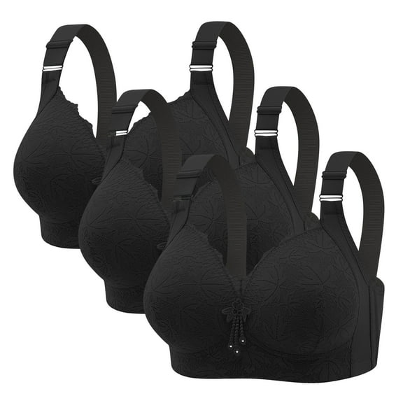 Aofany 38B/C-46B/C Bras for Women Plus Size Push Up Bras Lace Everyday Underwear Comfort No Underwire Bras, 3-Packs