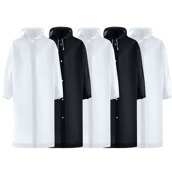 Aofany 5 Pack Raincoats for Adults Reusable, EVA Rain Ponchos Lightweight Rain Coat Waterproof Rain Gear for Men and Women