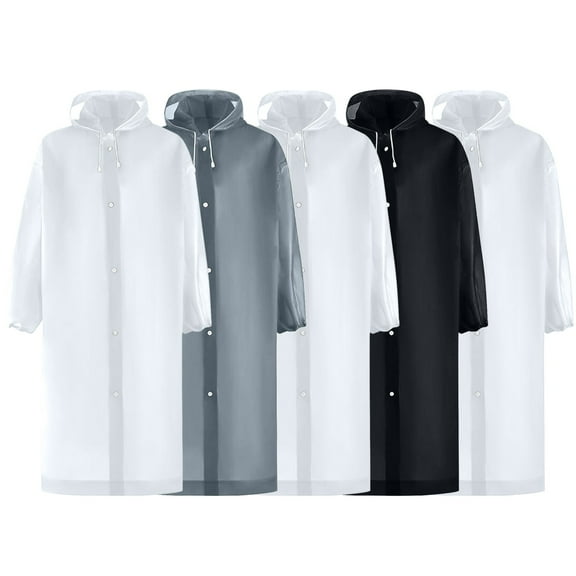 Aofany 5 Pack Raincoats for Adults Reusable, EVA Rain Ponchos Lightweight Rain Coat Waterproof Rain Gear for Men and Women