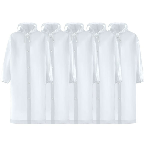 Aofany 5 Pack Raincoats for Adults Reusable, EVA Rain Ponchos Lightweight Rain Coat Waterproof Rain Gear for Men and Women