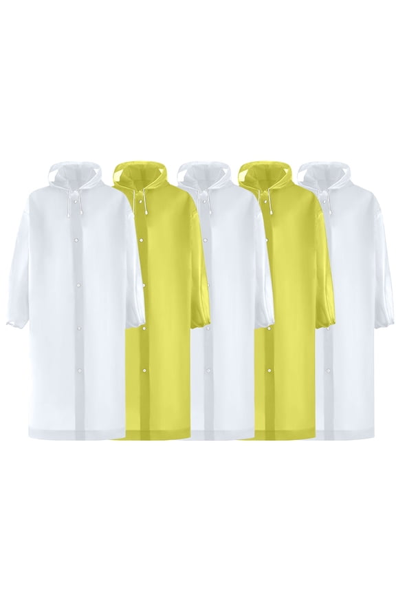 5 Pack Raincoats for Adults Reusable, EVA Rain Ponchos Lightweight Rain Coat Waterproof Rain Gear for Men and Women