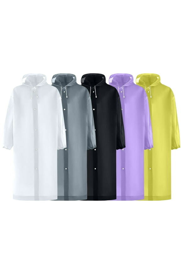 5 Pack Raincoats for Adults Reusable, EVA Rain Ponchos Lightweight Rain Coat Waterproof Rain Gear for Men and Women