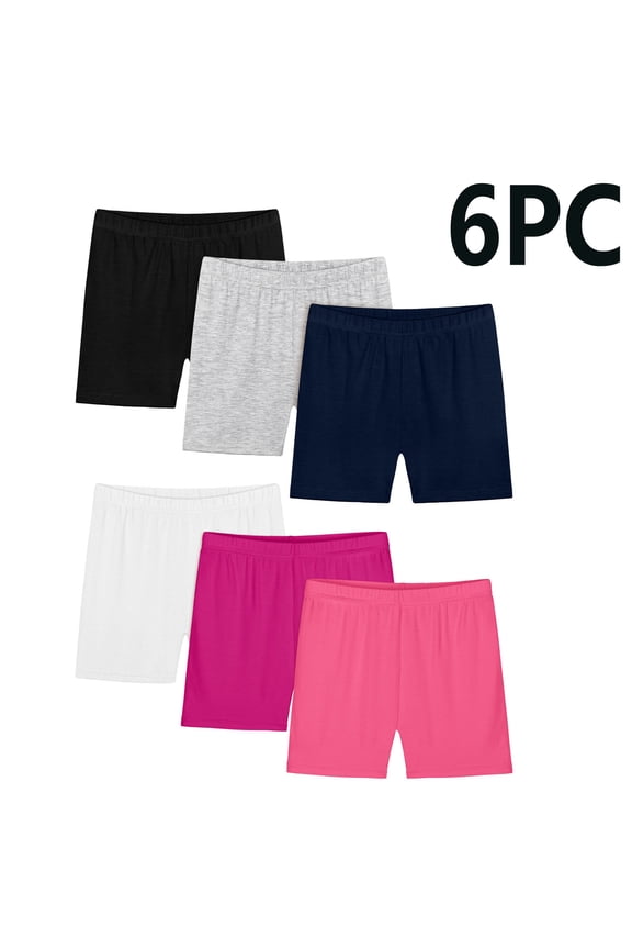 6-Pack Girls Biker Shorts Soft Comfortable Girls Safety Short Under Dress Dance Thin Leggings Bike Short for Toddler Sizes 2-14T