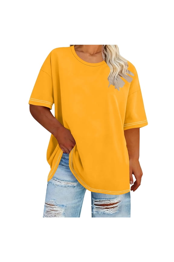 Womens Plus Size T-shirt Women's Fashion Casual Gradient V-neck Short Sleeve Loose Tops