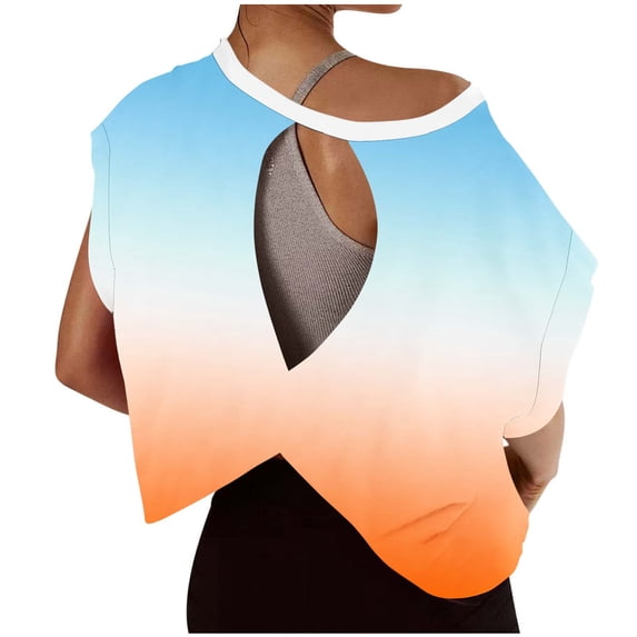 Aofany Womens Workout Tops Backless Short Sleeve Athletic Shirt Running Crop Top Gym Yoga Tee