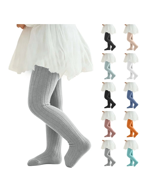 Baby Girl Leggings Solid Knitted Pantihose Stretchy Fall Winter Pantyhose Tights, 0-9T