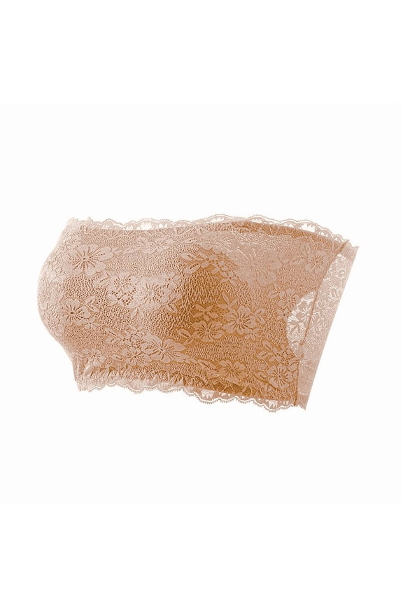 Bandeau Bra Strapless Bra Ladies Seamless Tube Top Lace Beauty Back Chest Wrapping Underwear Seamless Bras Wireless Bras for Women, S-5XL