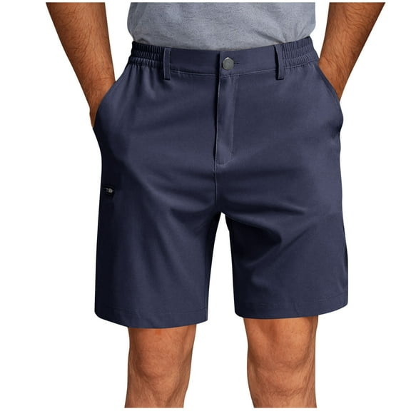 Aofany Big and Tall Cargo Shorts for Men Solid Color Multi Pocket Zipper Elastic Waist Straight Tube Outdoor Shorts Work Shorts