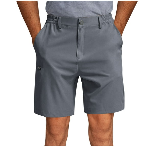 Aofany Big and Tall Cargo Shorts for Men Solid Color Multi Pocket Zipper Elastic Waist Straight Tube Outdoor Shorts Work Shorts