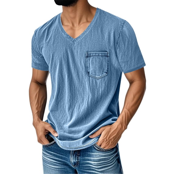 Aofany Big and Tall T Shirts for Men Lightweight Casual Short Sleeve Basic Tees Summer V Neck Loose Fit Tops