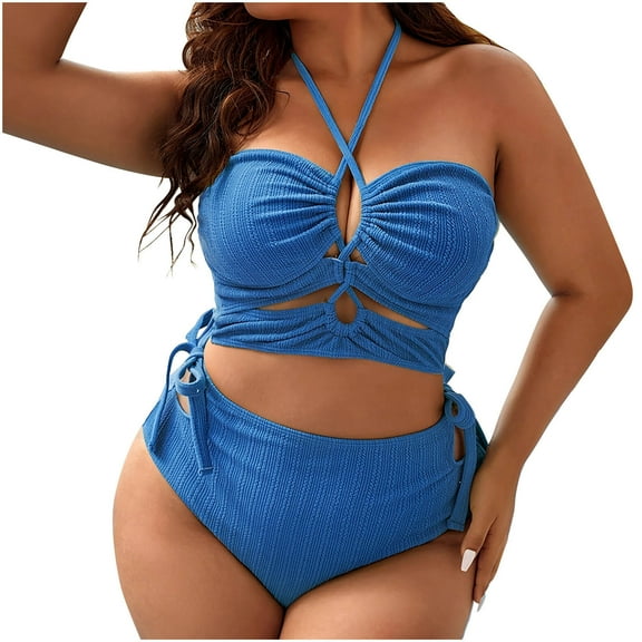Aofany Bikini Sets Swimsuit for Women Two Piece Push Up Halter Tankini Swimwear Plus Size Beachwear Bathing Suit