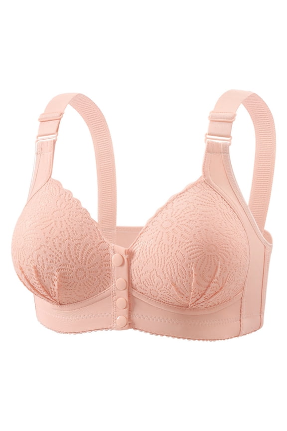 Bra for Seniors Comfortable Front Snap Closure Bras Older Women Easy Close V-Neck Push-up Bra No Underwire, 36B/C-46B/C