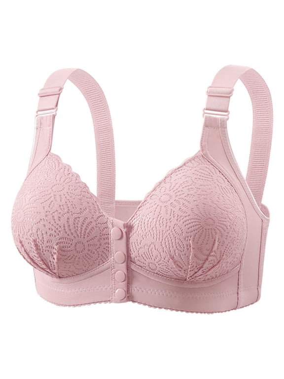 Bra for Seniors Comfortable Front Snap Closure Bras Older Women Easy Close V-Neck Push-up Bra No Underwire, 36B/C-46B/C