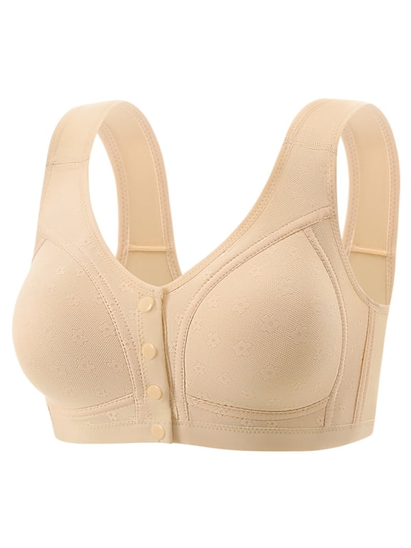 Bras for Elderly Women Front Closure, Plus Size Wide Strap Bras, Comfortable Bras for Women No Underwire, Cup 36B/C-46B/C