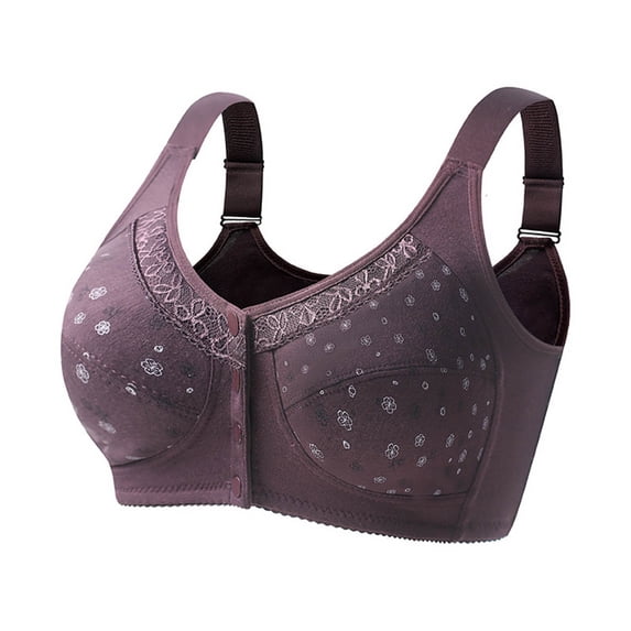 Aofany Bras for Women Front Closure No Underwire Comfort Senior Wireless Snap Closing Bra, 34B/C-46B/C