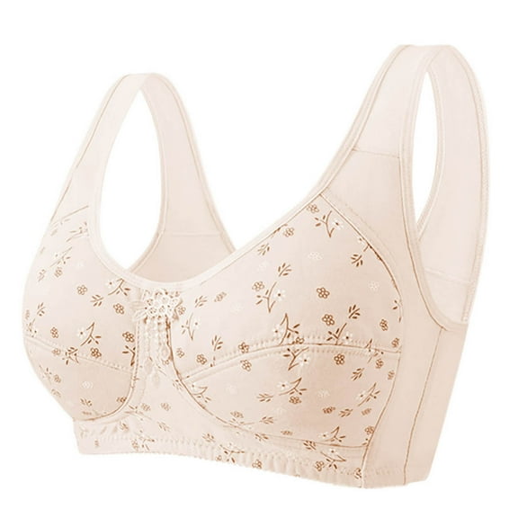 Aofany Bras for Women Plus Size Printed Full Coverage No Underwire Bras for Seniors Comfort Wireless Push up Bras Everyday Bras, 36C-44C