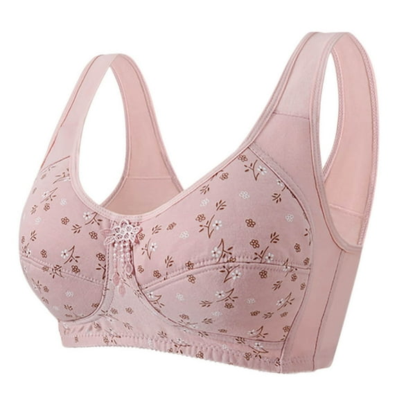 Aofany Bras for Women Plus Size Printed Full Coverage No Underwire Bras for Seniors Comfort Wireless Push up Bras Everyday Bras, 36C-44C