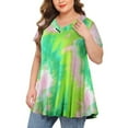 thumbnail image 1 of Aofany Business Casual Tops for Ladies Blouses Women Plus Size Tops Tie-Dye Print Short Sleeve V-Neck Blouse Pleated Hem Shirt Yellow 3Xl, 1 of 7