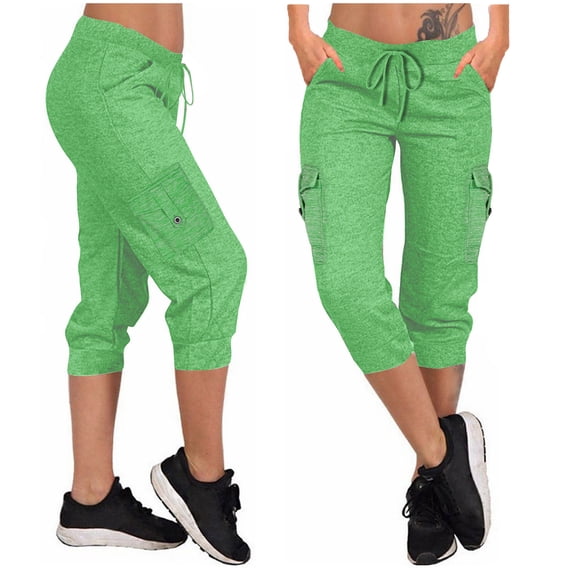 Aofany Capris Pants for Women High Waisted Lightweight Pants Summer Casual Joggers with Pockets