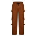 thumbnail image 1 of Aofany Cargo Pants for Men Solid Casual Multiple Pockets Outdoor Straight Trousers Elastic Waist Drawstring Work Pants, 1 of 4