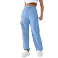 thumbnail image 1 of Aofany Cargo Pants for Women, Women's Drawstring Elastic High Waist Cargo Pants with Multi-Pocket Casual Workout Work Trousers, 1 of 4
