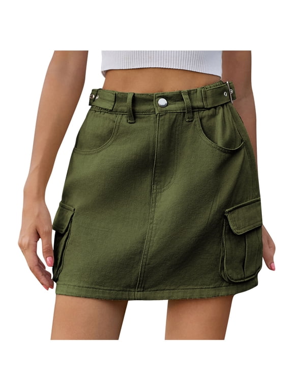Cargo Skirts for Women Short Mini Skort Skirts Summer High Rise Plain Pencil Skirts Workwear Dress Athletic Beachwear