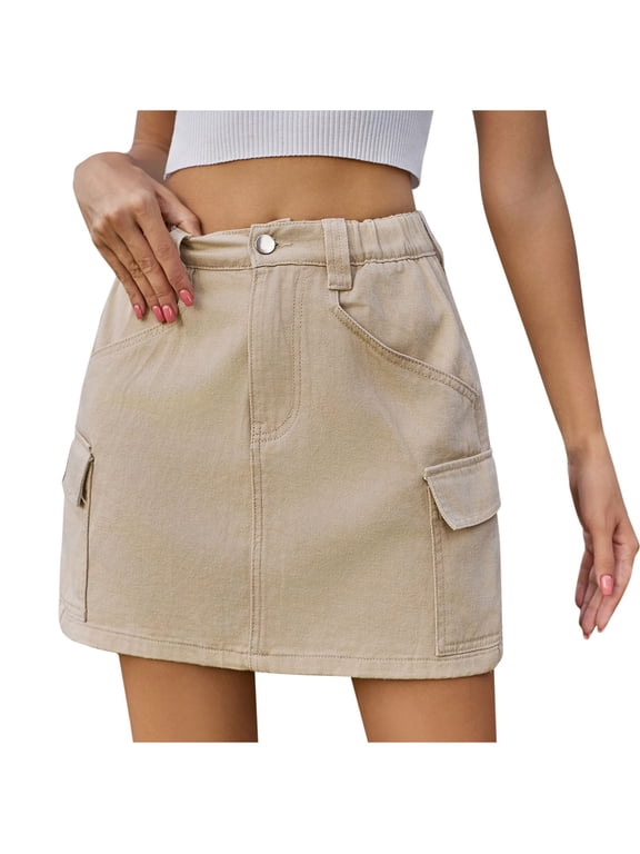 Cargo Skirts for Women Short Mini Skort Skirts Summer High Rise Plain Pencil Skirts Workwear Dress