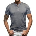 thumbnail image 1 of Aofany Casual Classic Men's T-Shirt Summer Short Sleeve Henley Shirts Men Loose Button Tee Tops Loungewear, 1 of 5