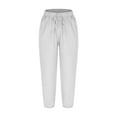 thumbnail image 1 of Aofany Casual Pants for Women Cotton Linen Straight Leg Slacks Drawstring Solid Lounge Pants Trousers with Pockets, 1 of 4