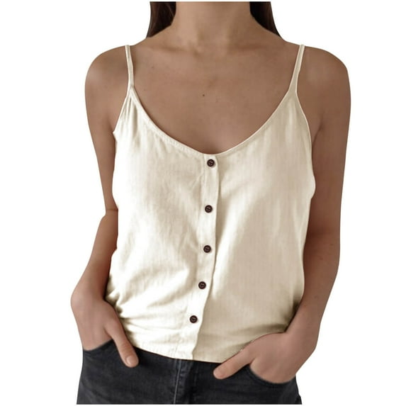 Aofany Casual Tank Tops for Women Sleeveless Blouse Solid Color T-Shirt Summer Casual Loose Tank Vest Cotton Linen Tunic Blouse Holiday Party Beach