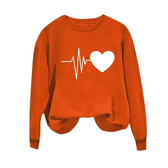 Aofany Casual Womens Sweatshirts Crewneck Long Sleeve Tops Heart Printed Pullover Sweatshirt for Women
