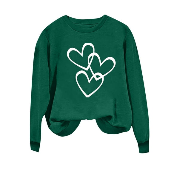 Aofany Casual Womens Sweatshirts Crewneck Long Sleeve Tops Heart Printed Pullover Sweatshirt for Women