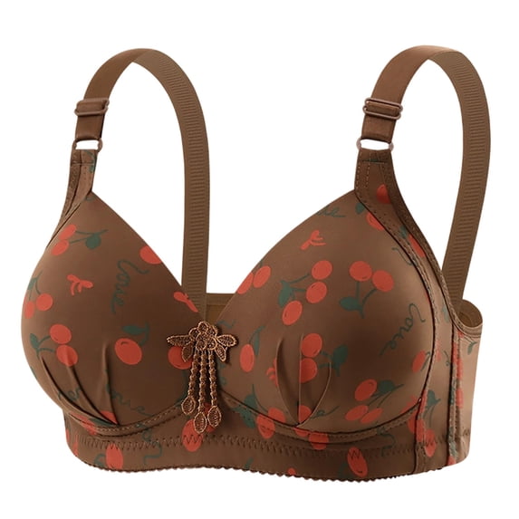 Aofany Cherry Bras for Women No Underwire Comfortable Supportive Wireless Push Up Bra Full Coverage Seamless Bralettes Lift Everyday Bras, 38B/C-44B/C