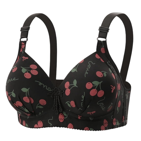 Aofany Cherry Bras for Women No Underwire Comfortable Supportive Wireless Push Up Bra Full Coverage Seamless Bralettes Lift Everyday Bras, 38B/C-44B/C