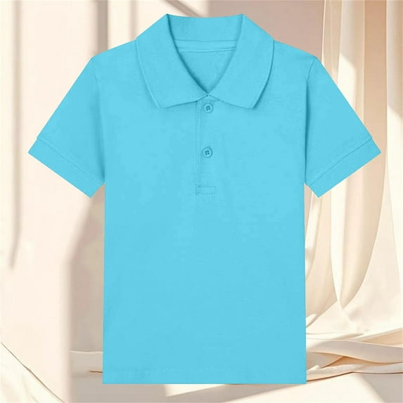 Aofany Children's Summer T Shirt Short Sleeved Turndown Collar Solid Color Top Casual Going Out For Boys Or Girls 2-15T