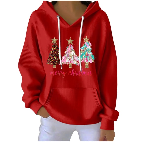 Aofany Christmas Crewneck Sweatshirt For Women Hoodied Sweatshirts Fashion 2025 Casual Xmas Printed Long Sleeve Blouse Pullover Tops