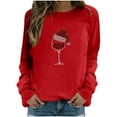 thumbnail image 1 of Aofany Christmas Long Sleeve Shirts for Women Christmas Wine Glass Shirt Print Xmas Blouse Sweatshirt Pullover Tops Womens Sweatshirt Tops, 1 of 3