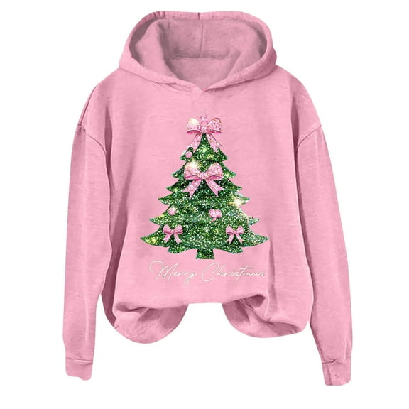 Aofany Christmas Sweatshirt Women Merry Christmas Hoodies Xmas Tree Graphic Pullover Holiday Casual Novelty Tops