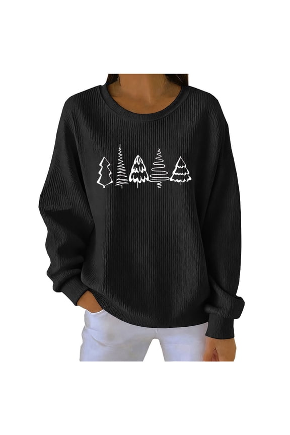 Christmas Sweatshirts for Women Merry Bright Graphic Print Long Sleeve Shirts Christmas Crewneck Pullover Casual Blouse Tops