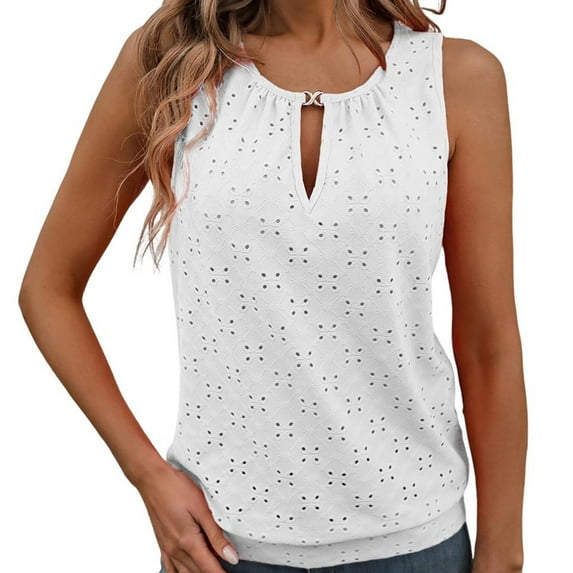 Aofany Clearance Ladies Tops Womens Blouses Solid Crew Neck Summer Sleeveless Tank Tops