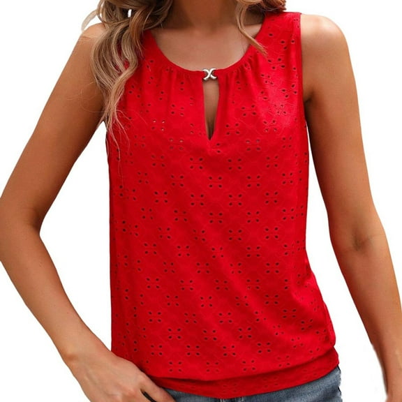 Aofany Ladies Tops Womens Blouses Solid Crew Neck Summer Sleeveless Tank Tops