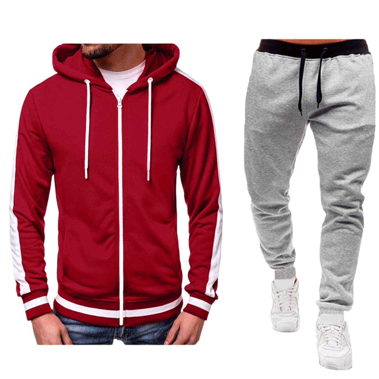 Men's 2 Piece Full Zip Tracksuit Sweatsuit Casual Athleisure